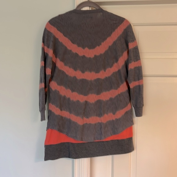 American Eagle Cardigan Size Small  Orange Gray Women's Lightweight Knit Sweater - Picture 10 of 10